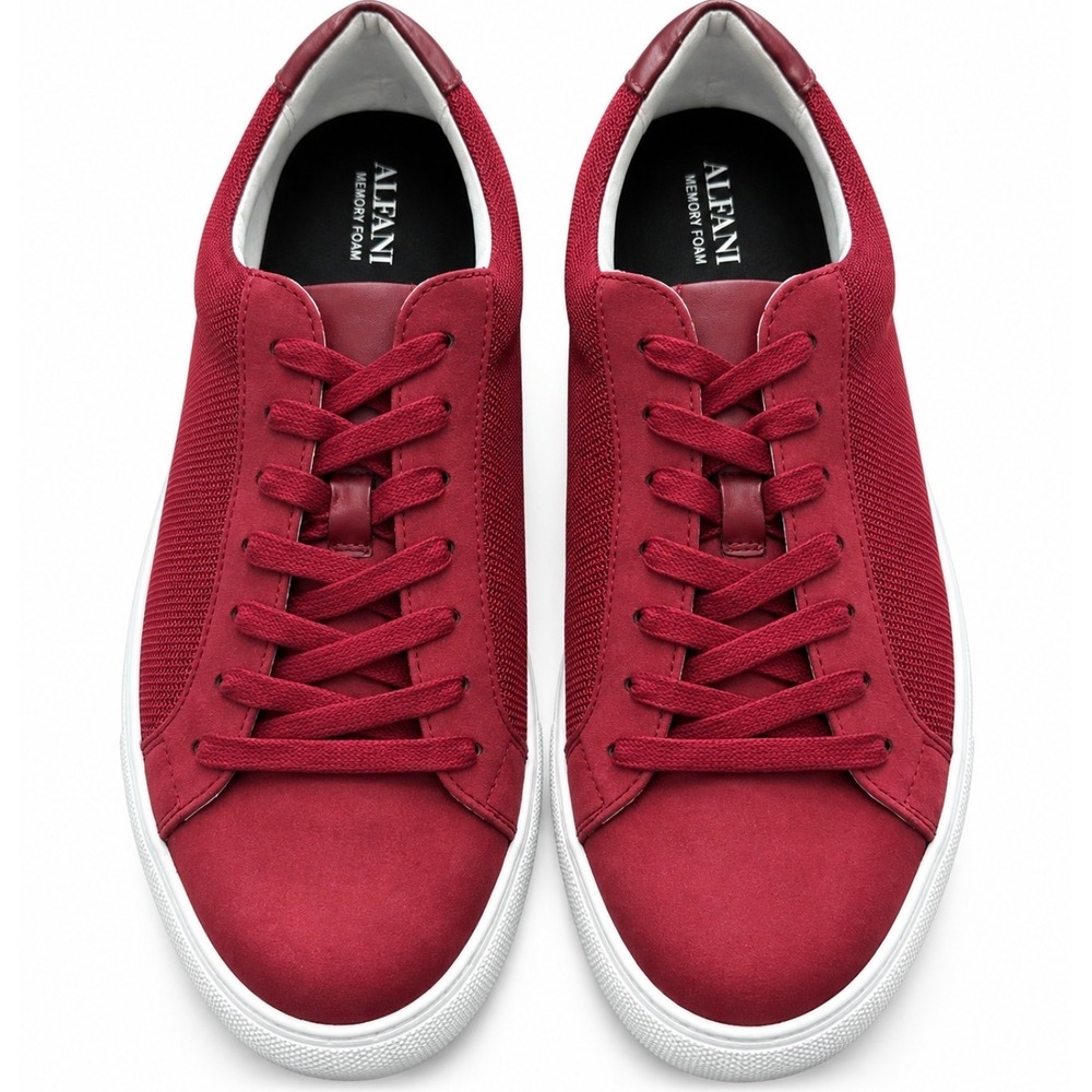New Alfani Grayson Mens Red Memory Foam Mesh Lace Up Sneakers 10.5M